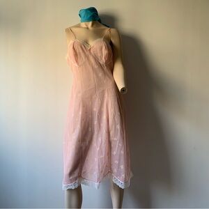 Vintage | Sheer pink lace nightie | Striped with pattern